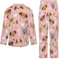 thumbnail image 6 of Top-kevin Pajama Sets for Womens Cute Dog Bone Loose Button Down Long Sleeve Shirts And Pants Set, 6 of 12