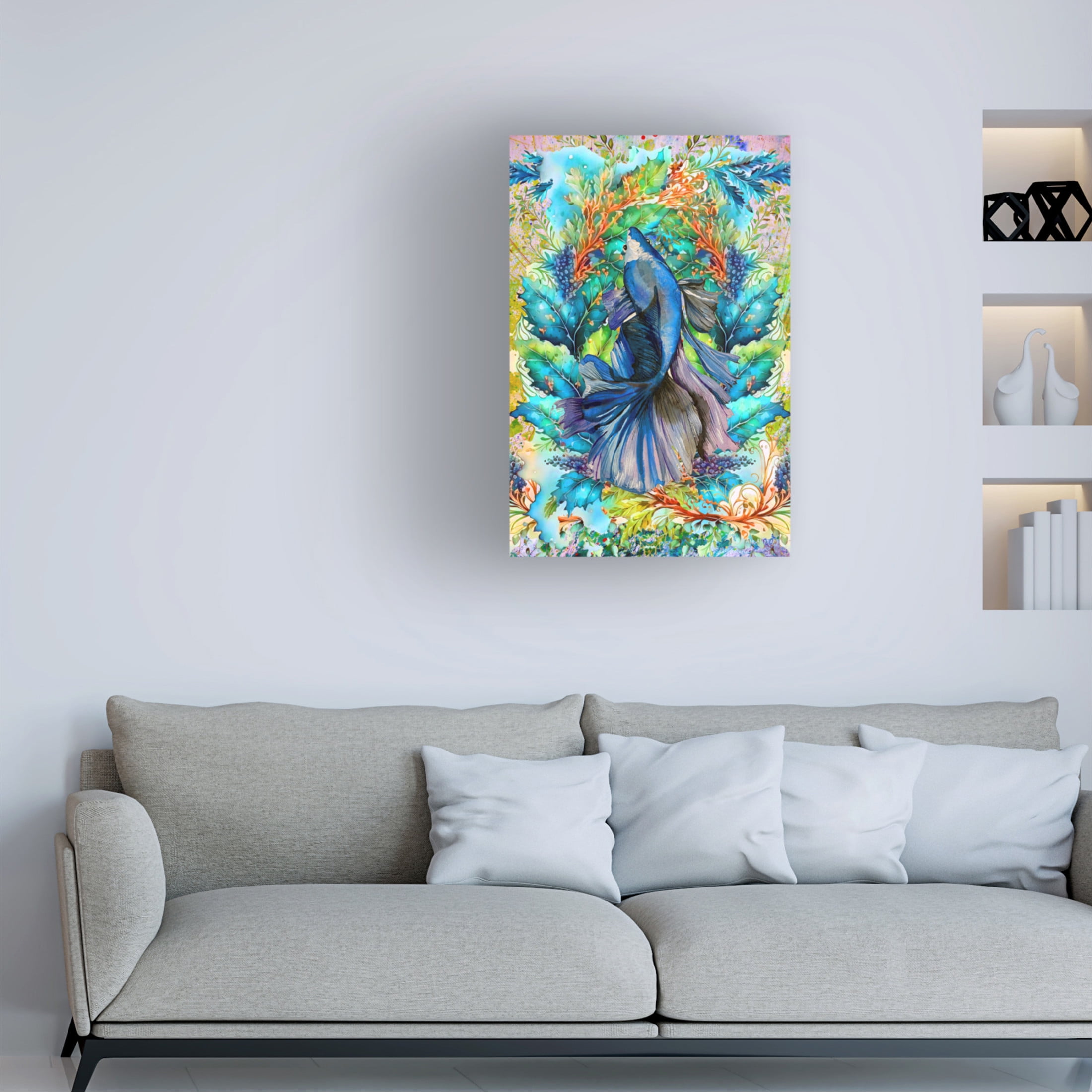 Canvas Wall Art - Ata Alishahi 'Fishgarden' Wall Art for Living Room, Bedroom, or Office Décor by Trademark Fine Art - 16 x 24 Inches