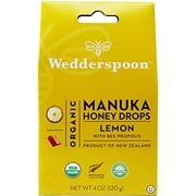 Wedderspoon Organic Manuka Honey Drops, Lemon & Bee Propolis, 4 Oz (Pack of 1) | Genuine New Zealand Honey | Perfect Remedy For Dry Throats
