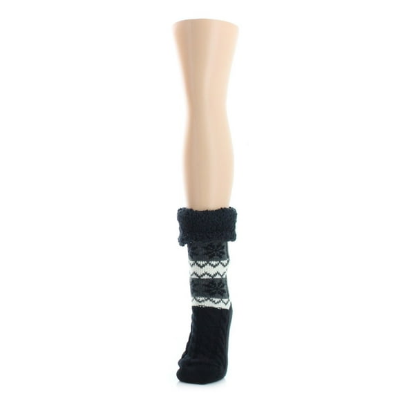 MeMoi Flake Zag Sherpa-Lined Lounge Socks - Womens - Female, One Size, Red