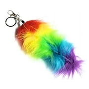 Rainbow Faux Fox Tail - Pride - 6" - Key Chain - Costume Accessory