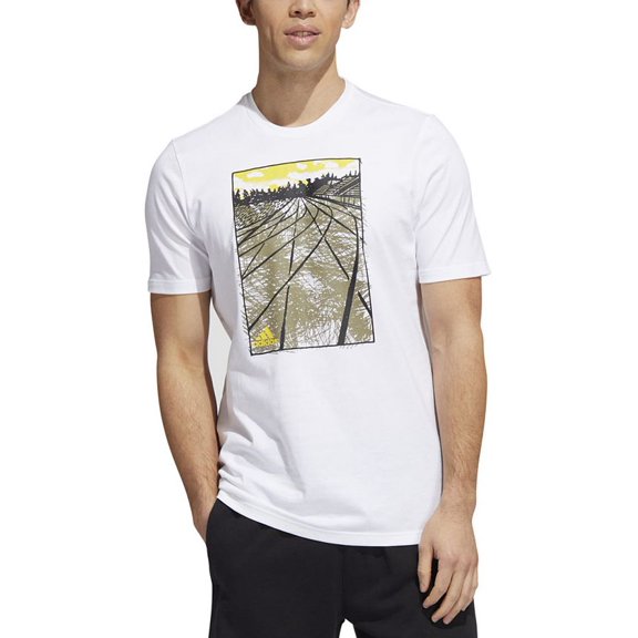 adidas Men's Sketch Track Graphic T-Shirt White Size Large