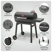 Feasto BBQ Charcoal Grill with Side Table, 30-In Heavy Duty Outdoor BBQ Grill with 647 Sq. In Cooking Area