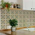 thumbnail image 3 of Mi Alma Peel & Stick Tiles - Floral Beige Blue Vinyl Backsplash 12x12, 3 of 17