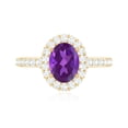 thumbnail image 5 of Rosec Jewels Oval Shape Amethyst Ring with Moissanite Halo for Women - 6X8 mm - AAA Grade, 10K Yellow Gold, US 8.00, 5 of 9