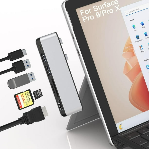 Surface Pro 9/Pro 11 - Estación de acoplamiento USB con HDMI 4K, USB-C Thunerbolt 4 (vídeo de 8