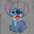 thumbnail image 2 of Junior's Lilo & Stitch Sitting Happily Cowl Neck Sweatshirt Gray Heather Medium, 2 of 4