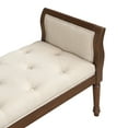 thumbnail image 6 of Christopher Knight Home Classic Tufted Upholstered Bench with Curved Arms, Solid Wood Frame, Beige+Walnut, 6 of 9
