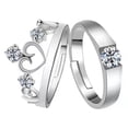thumbnail image 1 of Couple Ring Korean Simple Ring Simulation Diamond Ring Open Zircon Classic Ring Couple Ring, 1 of 6