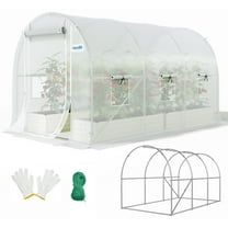 Quictent Portable Greenhouse for Outdoors, 10x7x7FT Large Walk-in Tunnel Green House for Outside, Heavy Duty Steel Frame Reinforced Cover with Screen Mesh Door Vent, Garden Plant Hot House, White