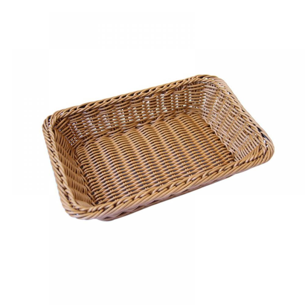 Details about   Wicker Rattan Basket Hand Woven Bread Tray Tabletop Food Fruit Vegetable Serving 