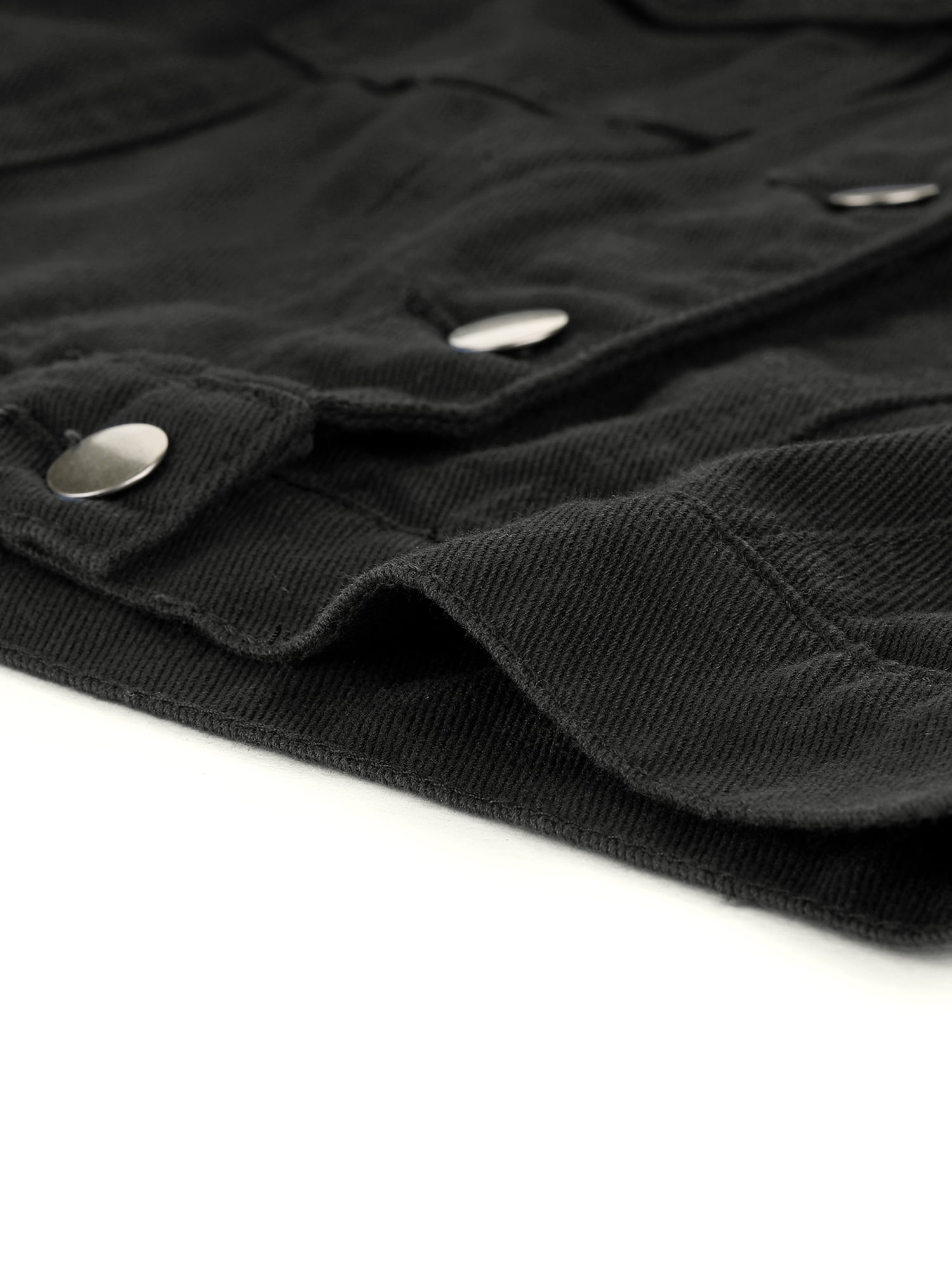 DARING DIVA Women's Button Down Long Sleeve Cropped Denim Jacket M Black
