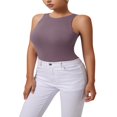 thumbnail image 1 of QJUHUNG Tank Bodysuit for Women Halter Neck Sleeveless Ribbed Bodysuit Basic Tank Tops, 1 of 8