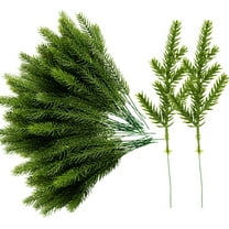 EBAOKUUP 60 Pack Artificial Pine Needles Branches Garland - 6.7 x 2 Inch Green Plants, Fake Greenery Pine Picks for DIY Garland Wreath Christmas Embellishing & Home Garden