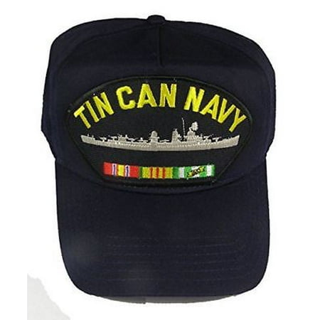 - USN TIN CAN NAVY VIETNAM VETERAN HAT CAP SAILOR DESTROYER W/ CAMPAIGN RIBBONS