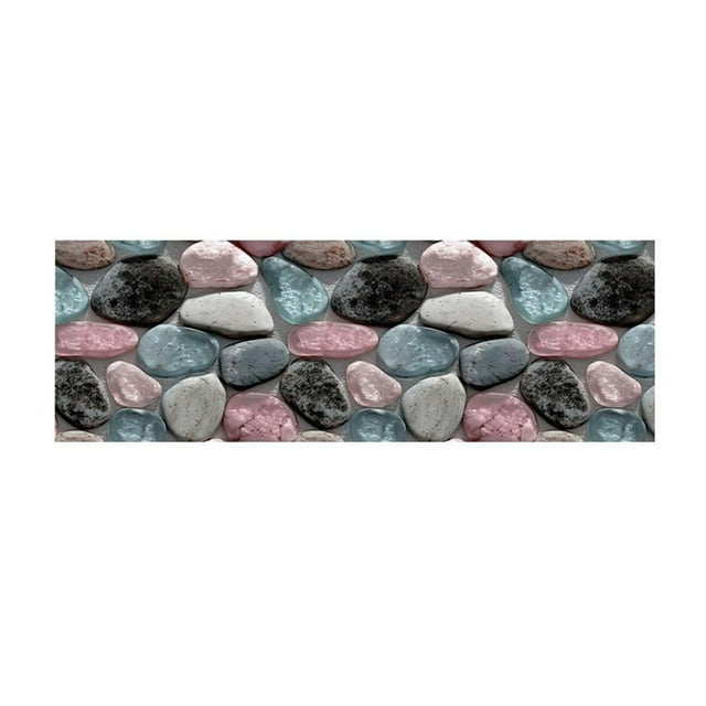 Corridor Stone Patterned Carpet 3D Pebble Pattern Entrance Carpet Washable Carpet Bathroom Stone Patterned Floor Mat Bedroom Long Bedside Mat Kitchen Floor Mat Throw Blanket Set Possum Blanket Lap