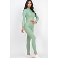 thumbnail image 2 of Ribbed Mock Neck Long Sleeve Top & Leggings Set, 2 of 5