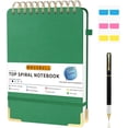 thumbnail image 1 of WWS-Top Spiral Notebook, A5 Hardcover Top Bound Steno Pads, 240 Pages 100gsm College Ruled Left Handed Notebook Journal for Work, School, Meeting Writing - Green, 5.9" x 8.5", 1 of 4