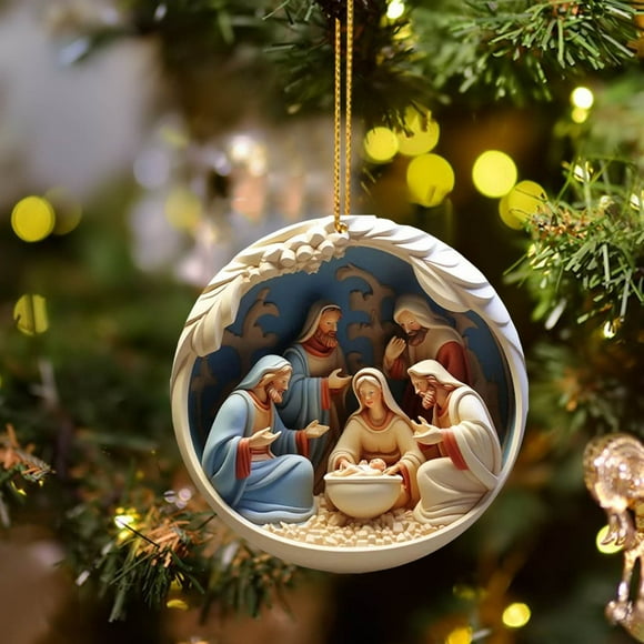 Acrylic Christmas Decoration Pendant Christmas Holiday Pendant Indoor And Outdoor Christmas Party Supplies Scene Retro Decoration Christmas Tree Pendant Stained Glass Ornament