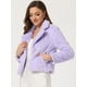 thumbnail image 2 of Abrigo mullido de piel sintética con solapa de muesca y chaqueta recortada para mujer Otoño Invierno Púrpura M, 2 of 6