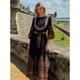 thumbnail image 4 of Women's Boho Embroidered Maxi Dress Long Sleeve Floral Printed Belted Swing Vacation Beach Dress, 4 of 8