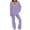 Purple, variant on Lindreshi 2 Piece Lounge Set for Women Women Two Piece Outfits Long Sleeve Solid Color Tops with High Waist Pants Baggy Warm Pajama Sets