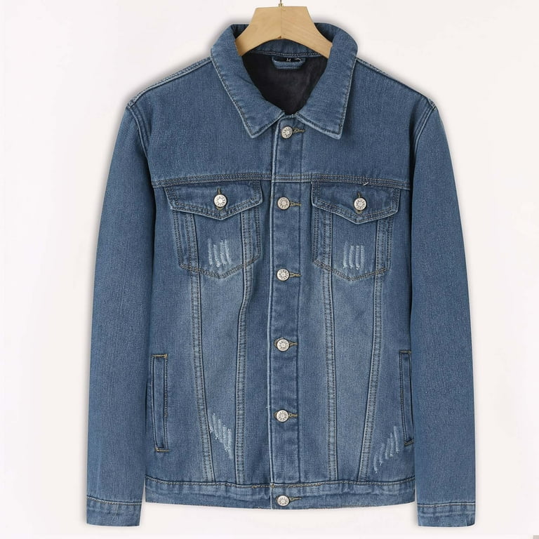 Ketyyh chn99 Jean Coat for Men Fall Casual Long Sleeve Lapel Oversized Denim Jackets B 6XL Walmart