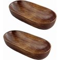 thumbnail image 1 of 2 Pcs Boat Shape Wooden Towel Tray Small Salad Bowls Fruit Dishes Catchall Storage, 1 of 5