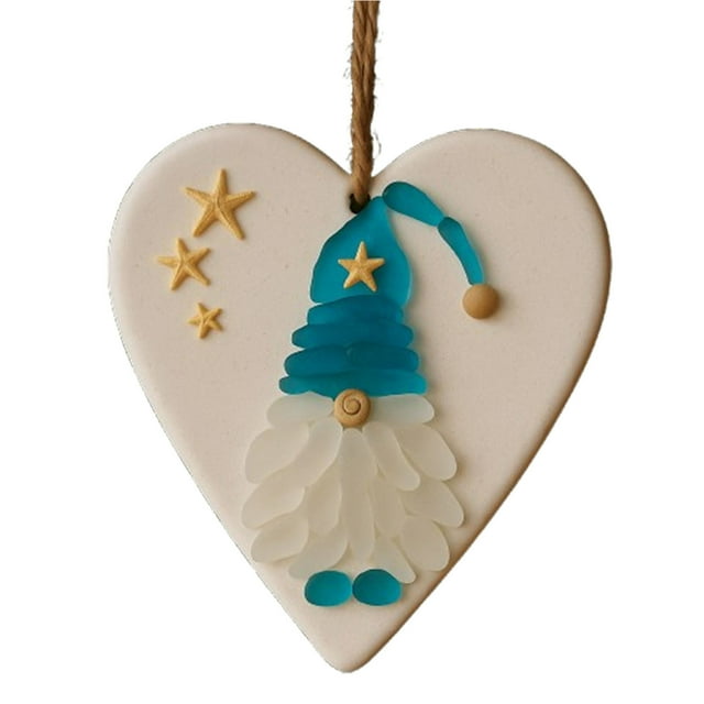 Christmas Tree Ornaments Set Heart Shaped Acrylic Gnome Decorations For Home Holiday Display 2 Piece