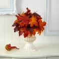 thumbnail image 3 of Nearly Natural Orange 20" Autumn Maple Leaf and Berries Artificial Plant in White Urn, 3 of 3