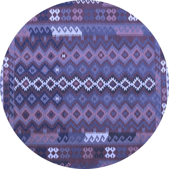 Ahgly Company Indoor Round Oriental Blue Traditional Area Rugs, 4' Round