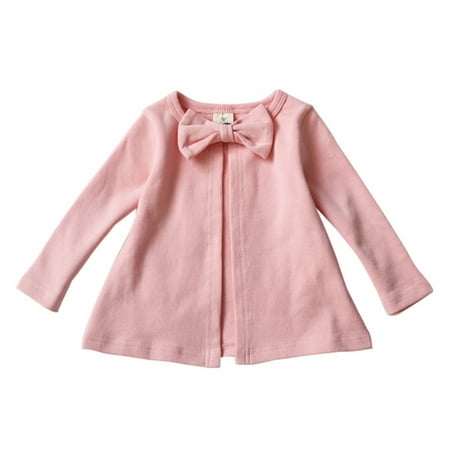 - Infant Baby Girls Cotton Bowknot Jacket Tops Long Sleeve Cardigan Outwear
