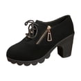 thumbnail image 5 of Xucatan Women's Lace up Mid Heel Mary Jane Shoes with Side Zipper, Round Toe Closed Toe Loafers, Comfortable Block Heels for All Day Walking, Versatile British Style Flats Gift, 5 of 9