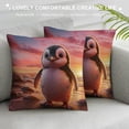 thumbnail image 3 of Patifu   Penguin Throw Pillow Cover, Bird Pillow Cover, White Black Penguin Kawaii Antarctic Ocean Animal Theme Cushion Cover, Kawaii Cartoon Sunset Beach Decorative Pillow Cover 12x12in, 3 of 5