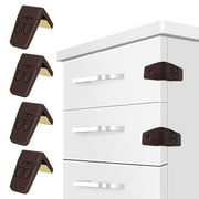 Cabinet Locks for Babies - 4 Pack Child Proof Cabinet Locks Child Safety Locks for Cabinets Baby Proofing Angle Type Drawer Locks Latches with Strong Adhesive for Drawers Doors Cabinets Coffee