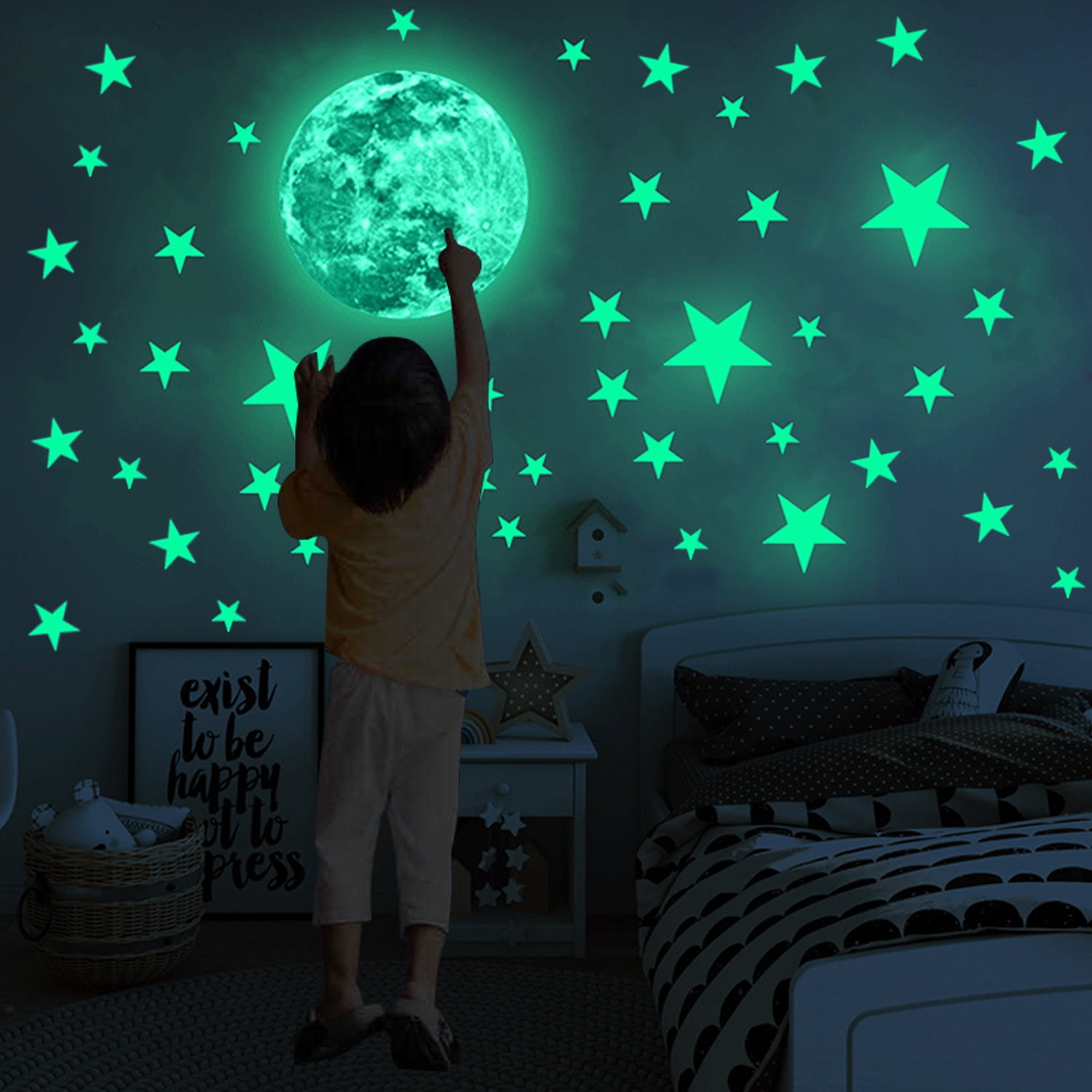 Luminous Stars And Moon, Wall Stickers For Children, Stickers That