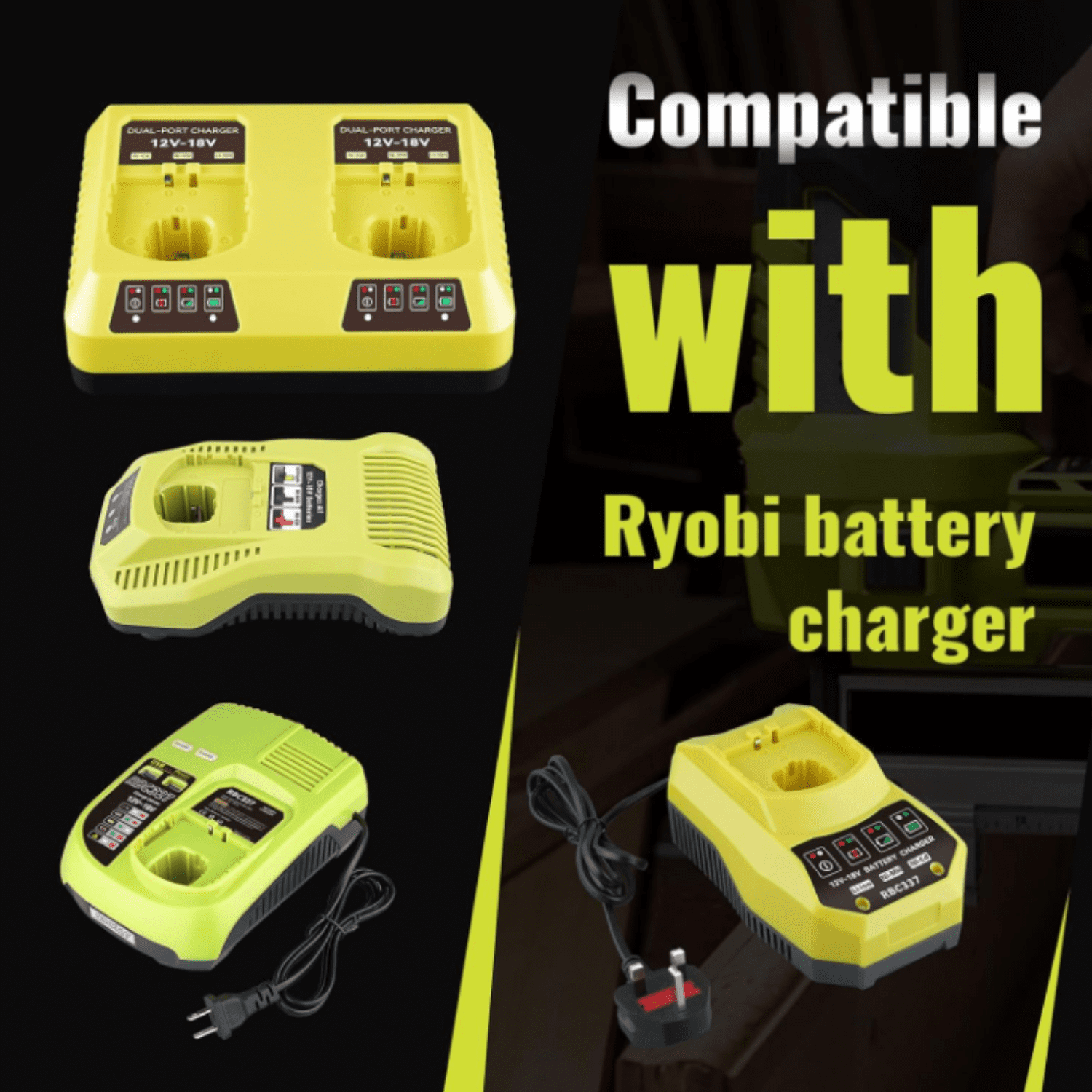2Packs Replace for Ryobi P102 Battery 18V 3.6Ah Li-lon Battery P102 P105 Cordless tools