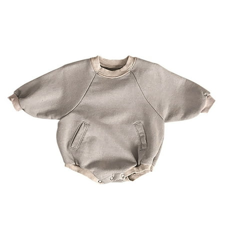 

Aompmsdx Baby Girls Boys Spring Autumn Solid Long Sleeve Romper Bodysuit Clothesjackets