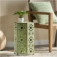 thumbnail image 3 of JERFIT 12 Inch Round Side Table for Patio, Green Metal End Table with Sunburst Design, Small Accent Table for Outdoor Garden, Poolside, Balcony or Living Room, 3 of 9