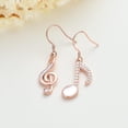 thumbnail image 2 of Music Note Earrings Musical Note Dangle Drop Charm 925 Sterling Silver 18K Rose Gold Plated Treble Clef Eight Note Dangling Earrings Jewelry Gifts for Music Lover Teacher, 2 of 6