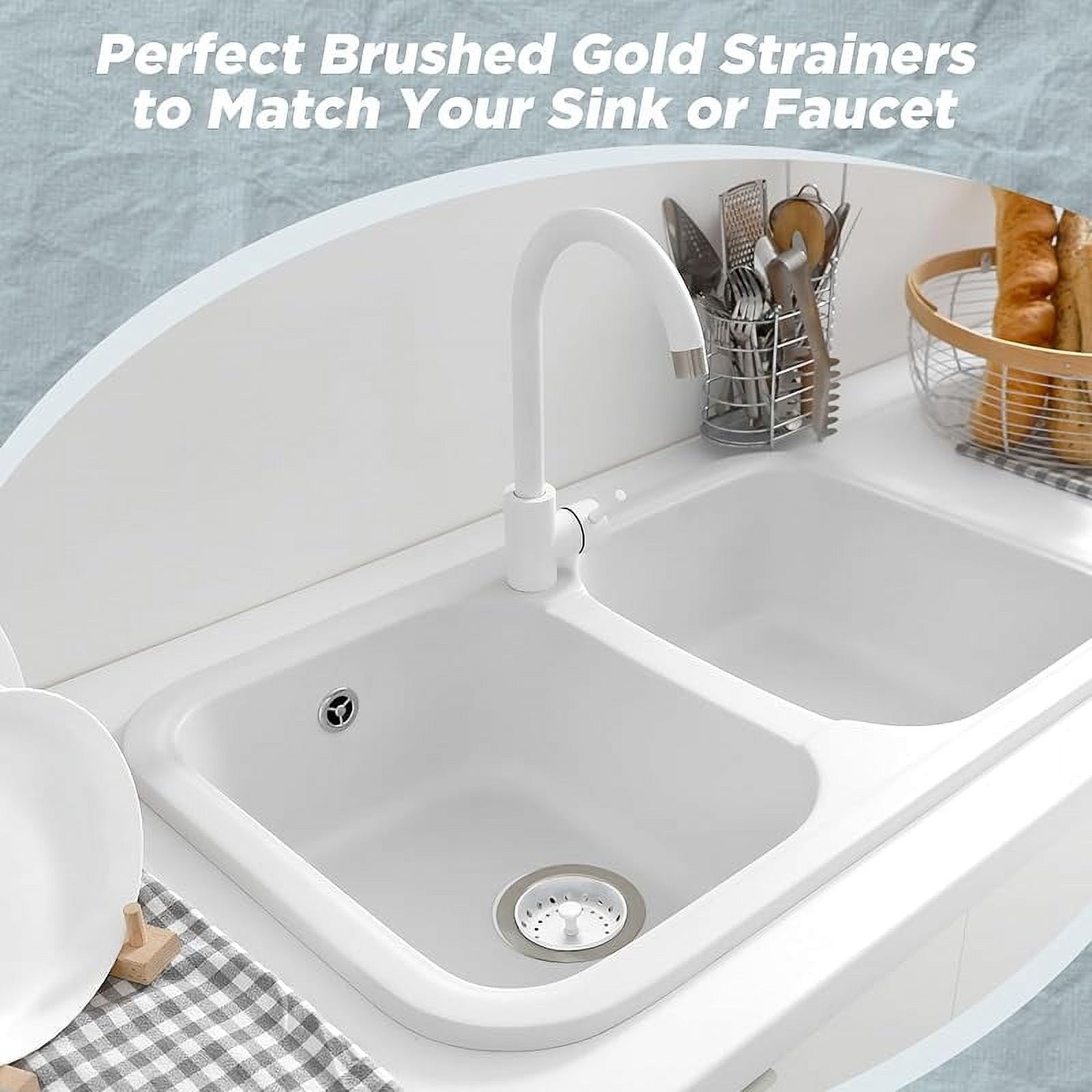 Mudder 3 Pcs Kitchen Sink Drain Strainer and Stopper Stainless Steel Garbage Disposal Plug with Handle Universal Anti-Clogging Kitchen Sink Filter Sieve Basket Strainer (Silver)