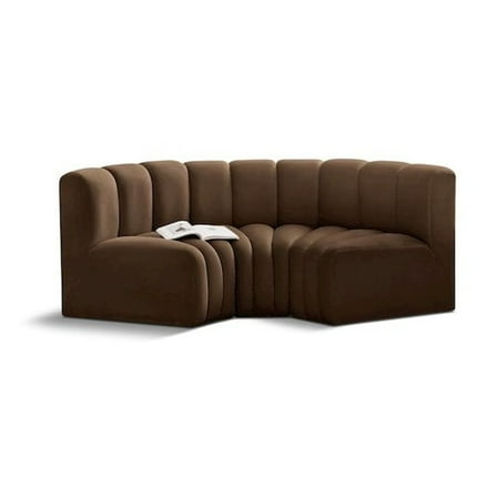 Meridian Furniture Arc Brown Velvet Modular Sectional
