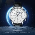 thumbnail image 2 of Men’s Quartz Chronograph Watch, Genuine Leather Strap Wrist Watch, 3ATM Waterproof Luminous Business Dress Watch, 2 of 5