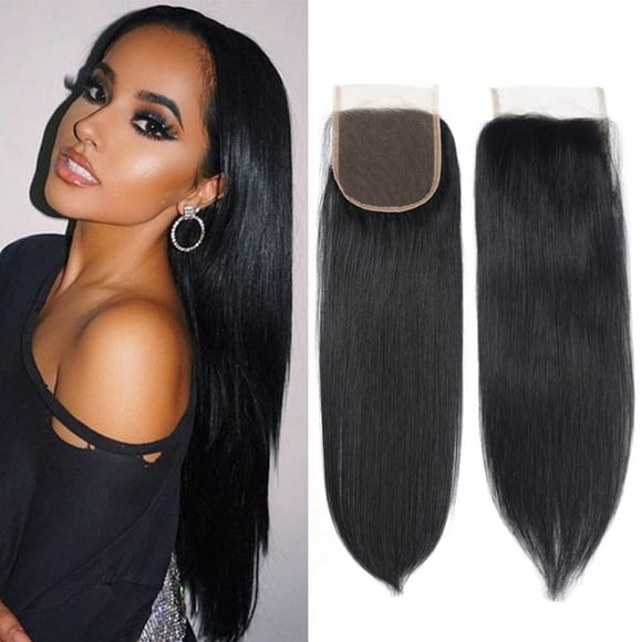 Datanala Brazilian Virgin Straight Human Hair Transparent Lace Closure 4x4 Free Part Silk Straight Human Hair HD Lace Closure 12A Grade Natural Black Color (10Inch, Straight Closure)