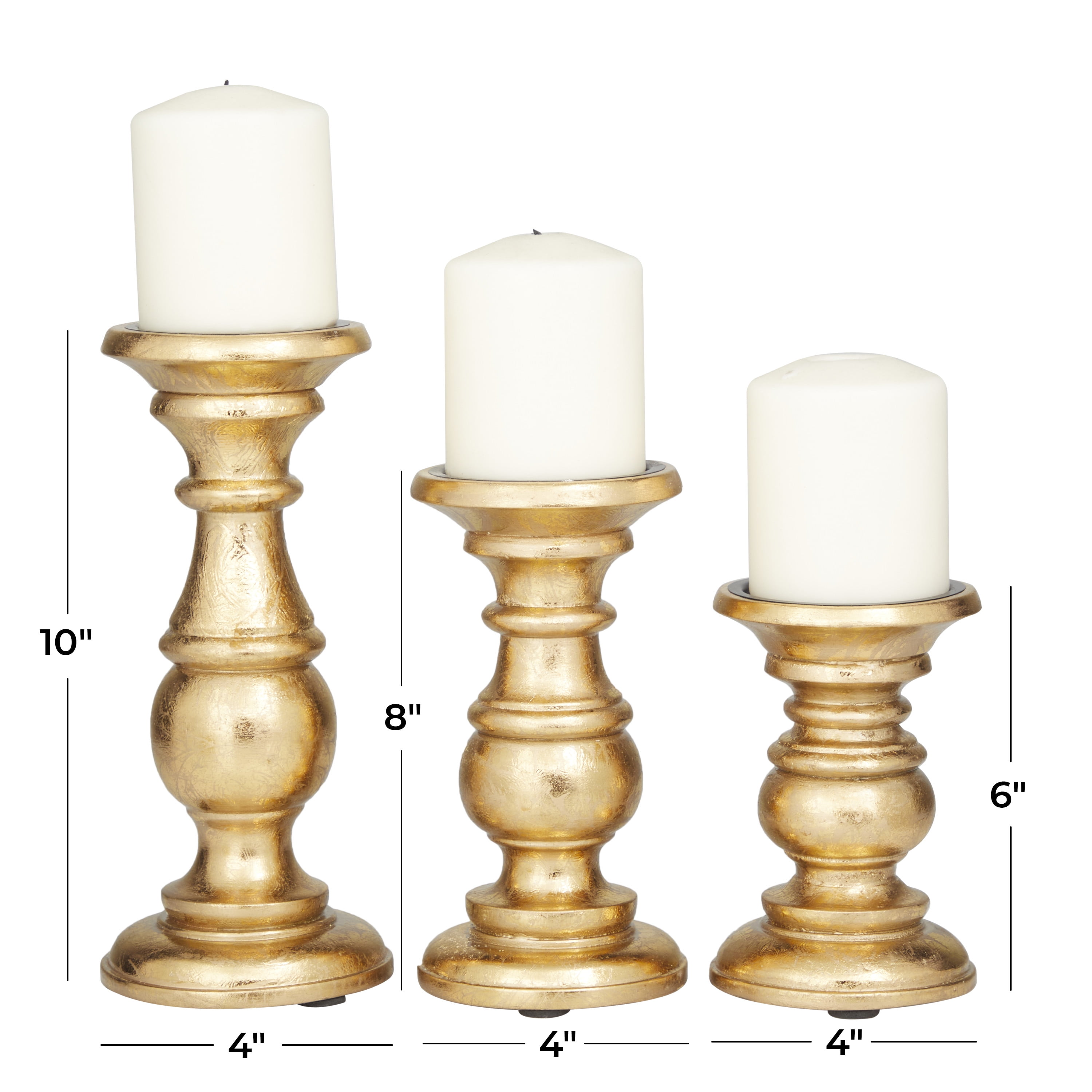 Wood Candlestick Holders, Set of 2 Retro Unpainted Wood Classic Craft Candles Stick Holder Set Wedding Decorations, Size: One size, Beige
