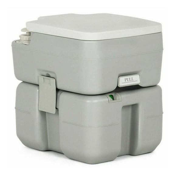 Portable Travel Toilet 5.3 Gallon - Camping Toilet with Piston Flush - RV Toilet - Outdoor Potty for Hiking, Camping & Travel - Gray
