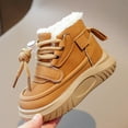 thumbnail image 3 of Kids Platform Snow Boots Trendy Lace up Fuzzy Lined Ankle Booties Boys Girls Comfy Chunky Soft Sole Winter Short Boots 10.5 Little Kid Brown, 3 of 6