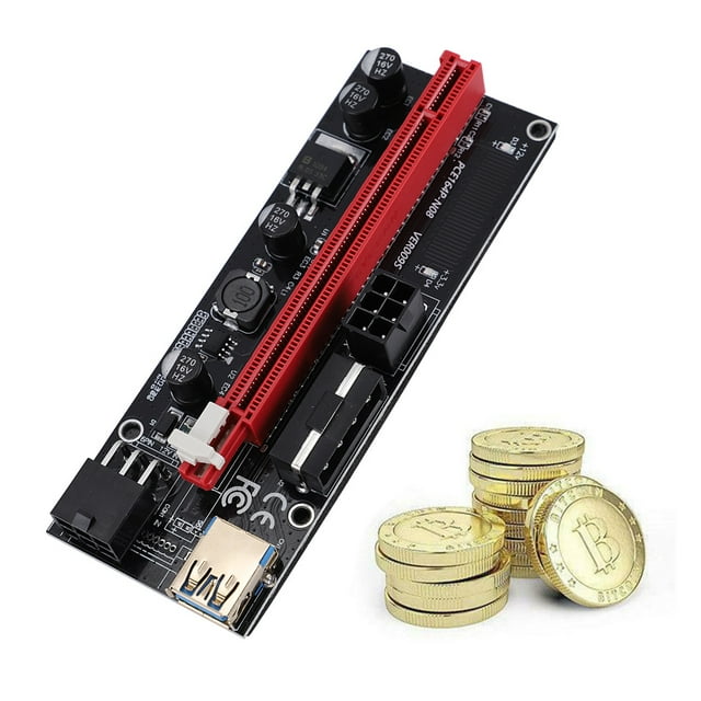PCI-E Riser Board 6pin 4pin PCI-E 1x PCI-E 1x to 16x to 16x Adapter Card Graphic Card Extender Board USB Cable Color Random