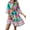 Pastel  Blue, variant on Women's Printed Notched Three Quarter Sleeve Tiered Dress Polyester 100% Fabric Easy Care Everyday Wear Casual