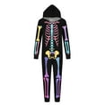 thumbnail image 3 of CLOISE Matching Family Pajamas Halloween Skeleton Onesie Pjs for Women Hooded Full-zip Sleepwear Comfortable Long Sleeve Loungewear Funny Halloween Clothes Black 2XL, 3 of 6
